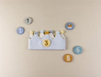 CORONA DE CUMPLEAÑOS CON NÚMEROS - AZUL Little Dutch