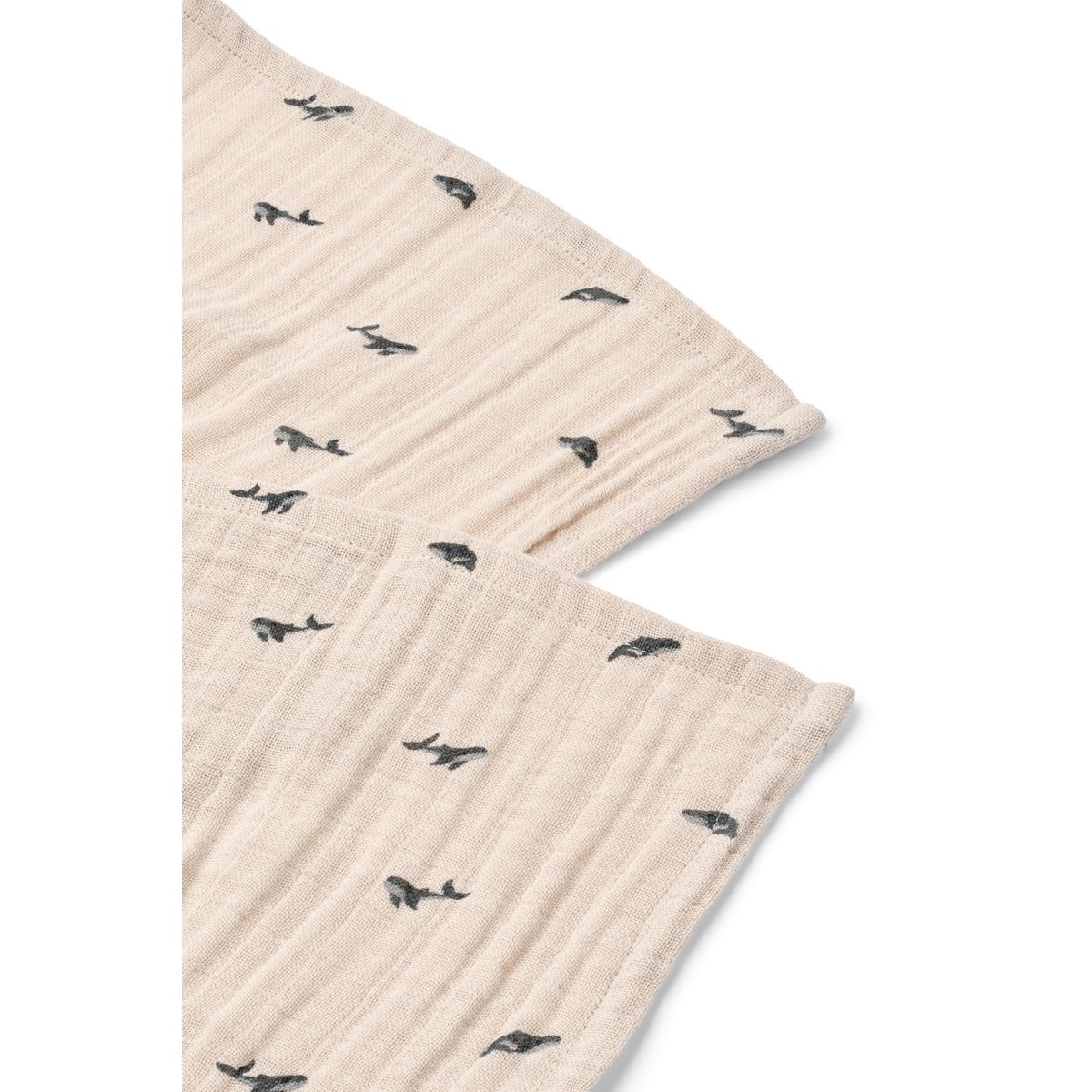 Lewis Muslin Cloth 2-Pack - Mini whale / Sandy