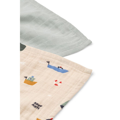 Lewis Muslin Cloth 2-Pack - Sailing / Dove blue mix