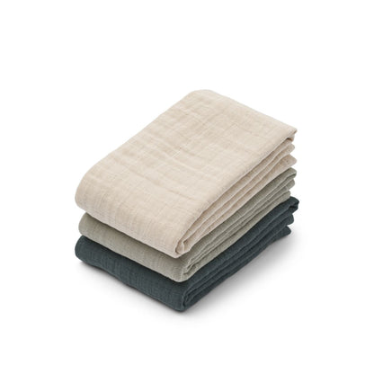 Lewis Muslin Cloth 3-Pack - Dove blue mix