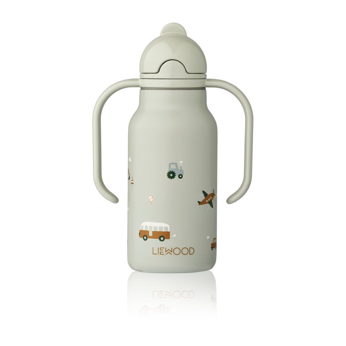 Kimmie Water Bottle 250 ml - Vehicles / Dove blue