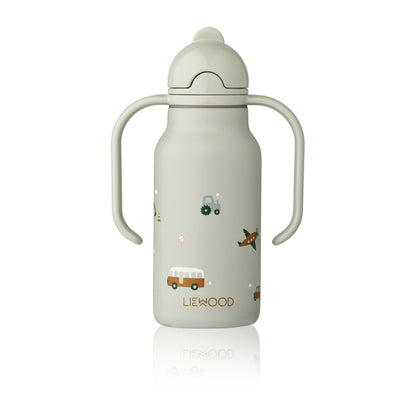Kimmie Water Bottle 250 ml - Vehicles / Dove blue