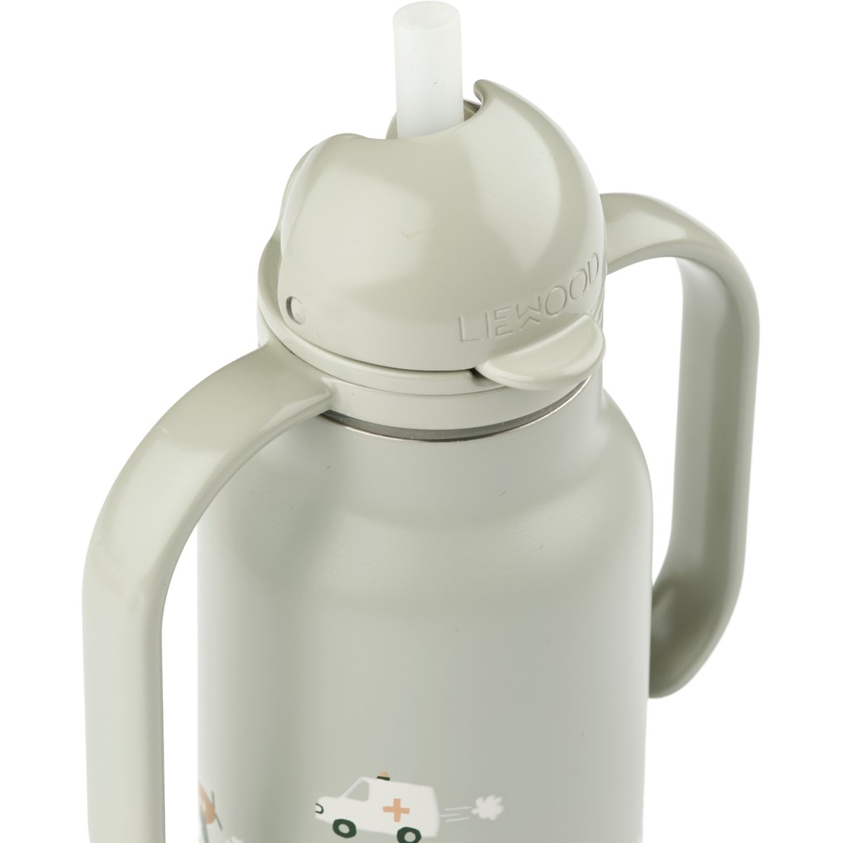 Kimmie Water Bottle 250 ml - Vehicles / Dove blue