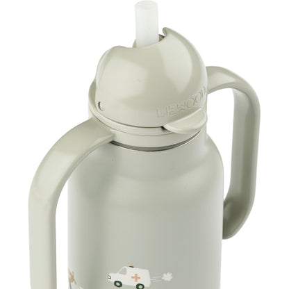 Kimmie Water Bottle 250 ml - Vehicles / Dove blue