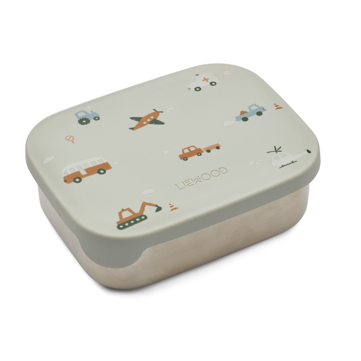Arthur Printed Lunchbox - Vehicles / Dove blue mix