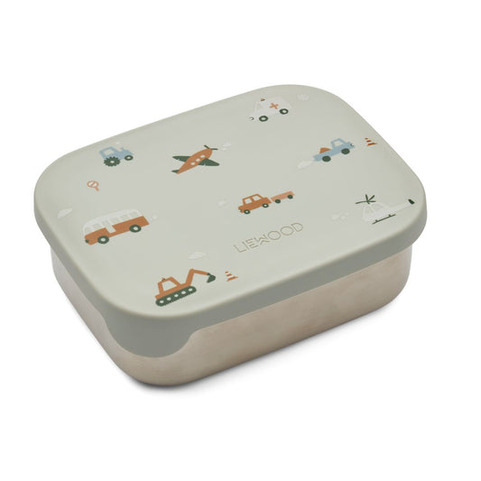 Arthur Printed Lunchbox - Vehicles / Dove blue mix