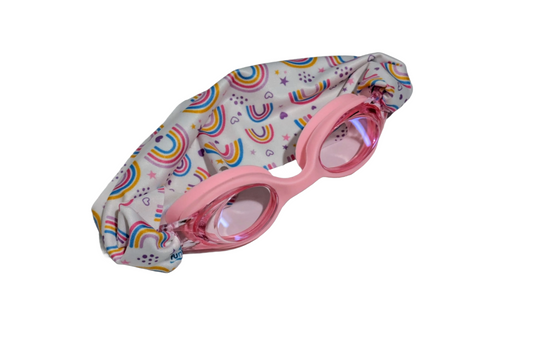 Gafas de natación infantiles con turbante — Arcoíris (rosa)