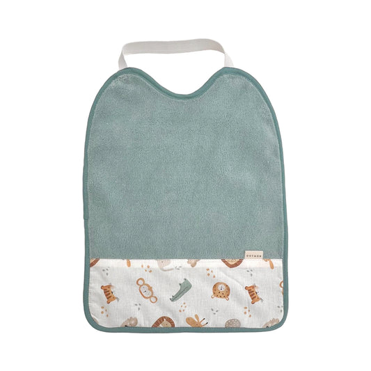 Babero con goma Doymon Koda animalitos verde agua