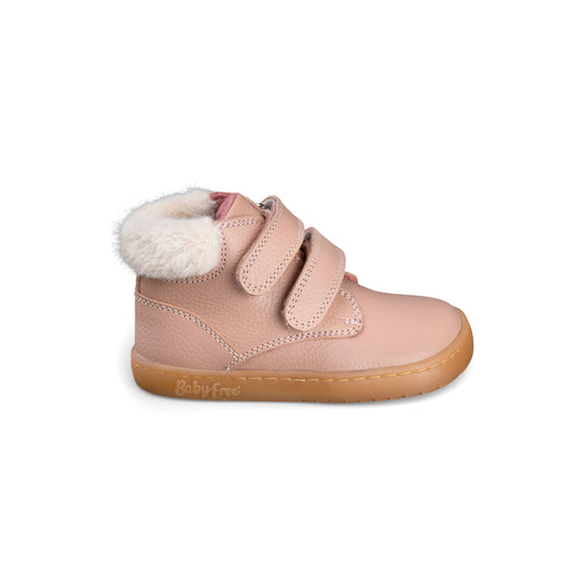 Bota barefoot doble velcro con pelo Chetto — Rosa