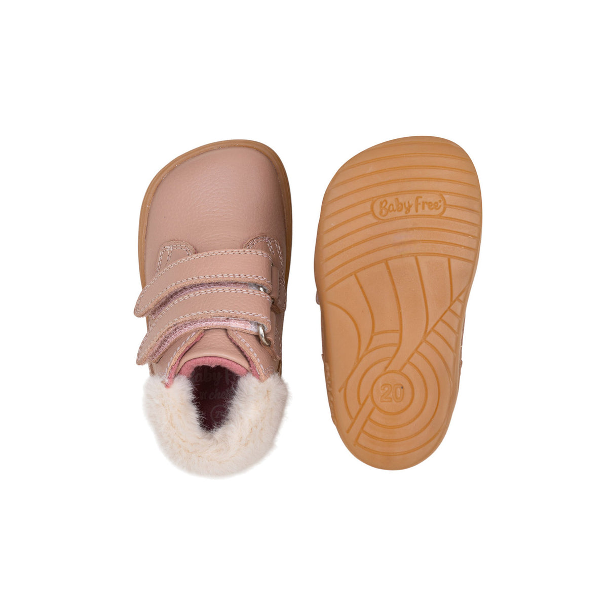 Bota barefoot doble velcro con pelo Chetto — Rosa - vista 6