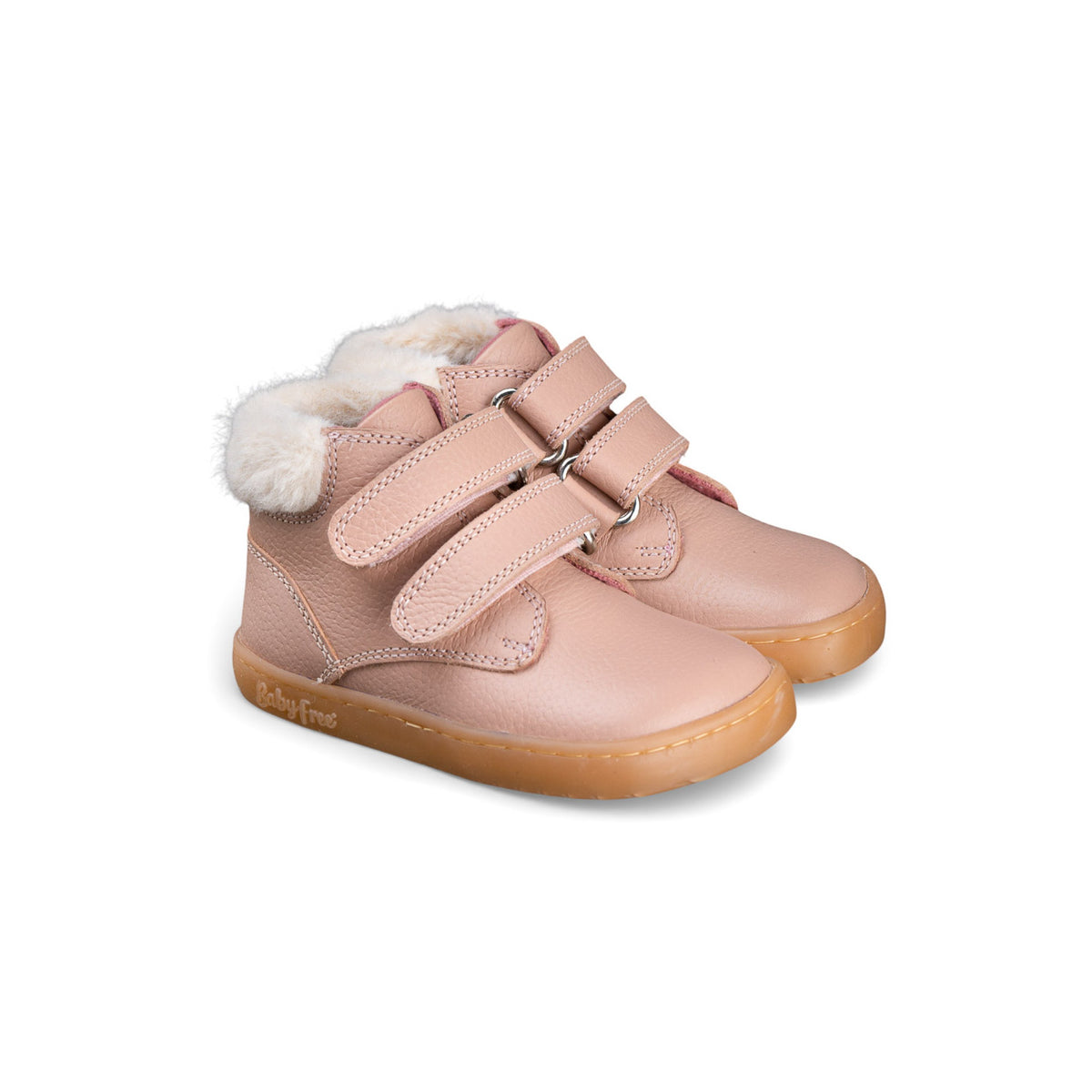 Bota barefoot doble velcro con pelo Chetto — Rosa - vista 3