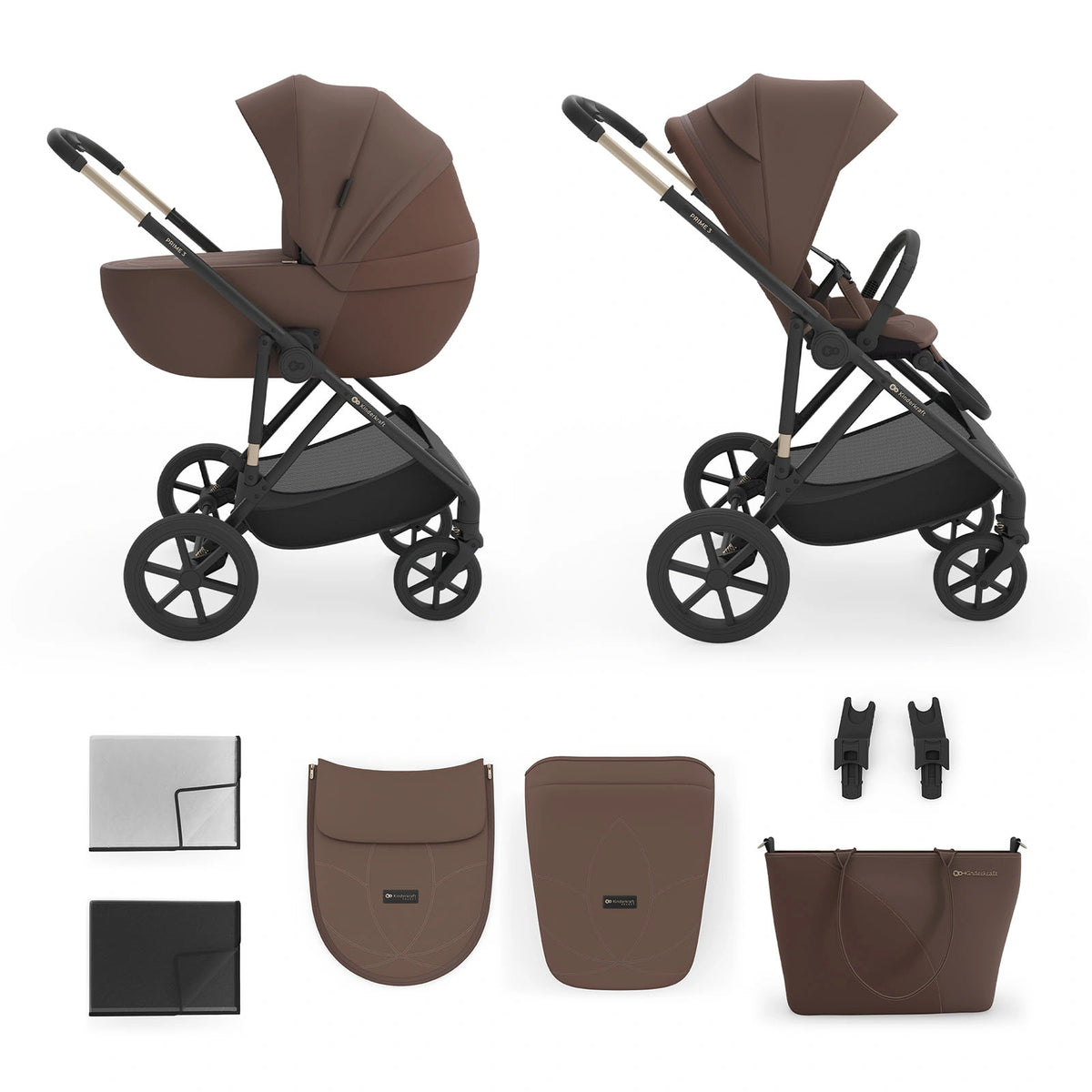 Cochecito Kinderkraft Prime 3 2 en 1 — Marrón