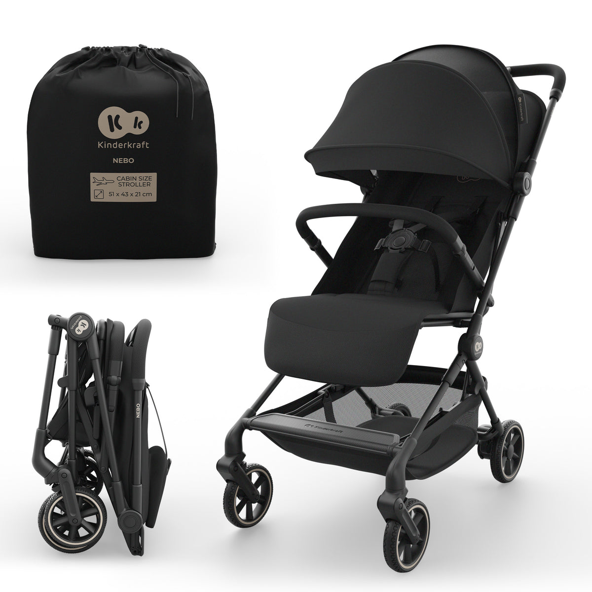 Silla de paseo de cabina Kinderkraft Nebo — Negro