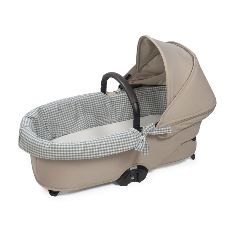 Cubre cuco dual + funda colchon praline vichy matcha - detalle