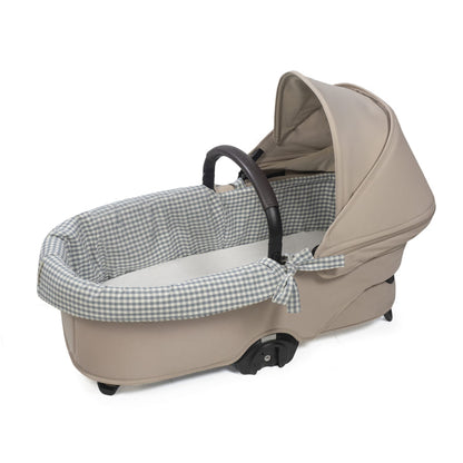 Cubre cuco dual + funda colchon praline vichy matcha - detalle