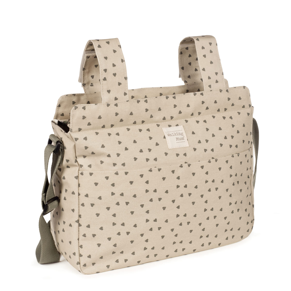Bolsa Canastilla Corazones Poppy Musgo - detalle