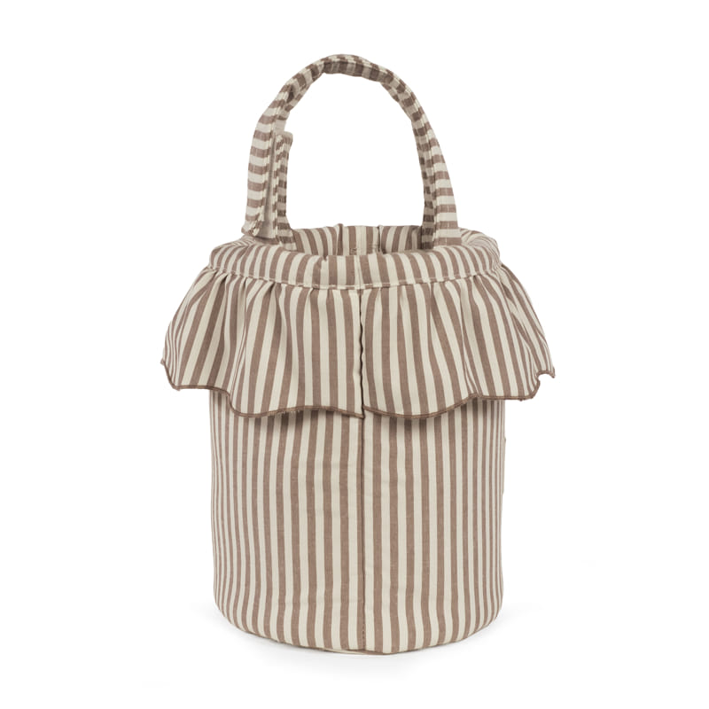 Bolso bucket praline rayas moka - detalle