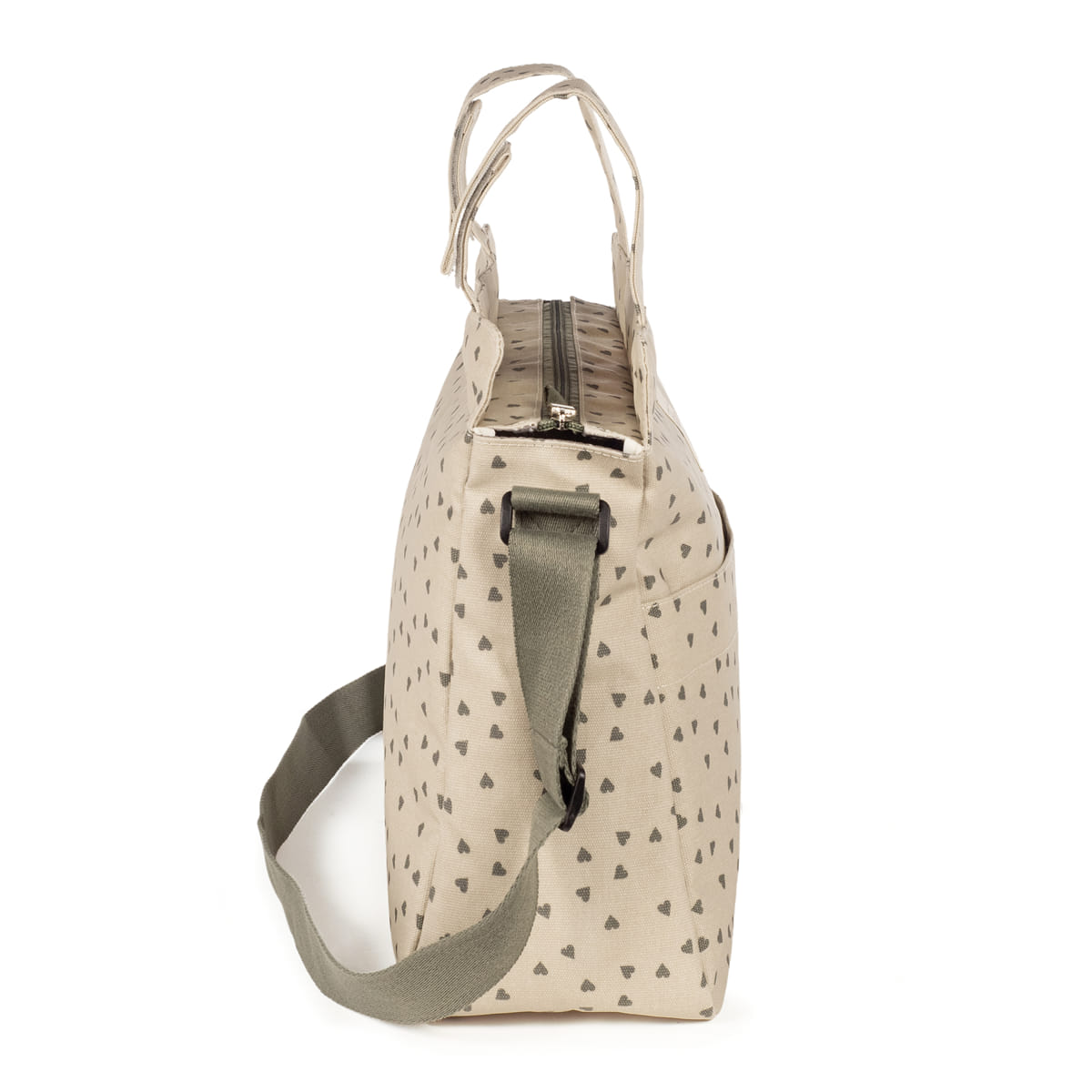 Bolsa Canastilla Corazones Poppy Musgo - detalle 2