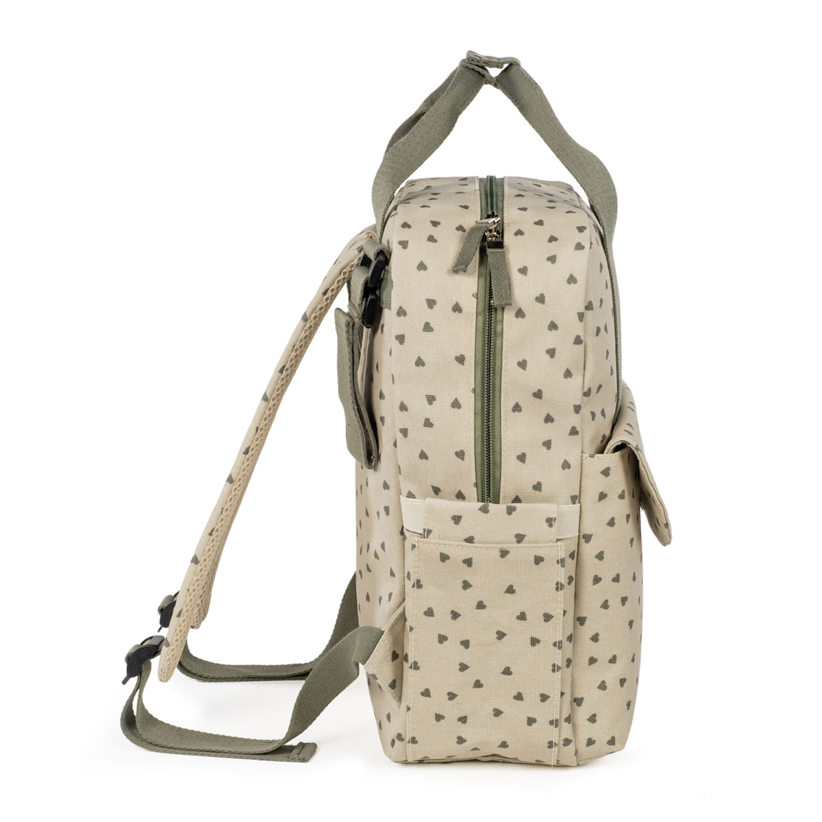 Mochila Corazones Poppy Musgo - detalle 2