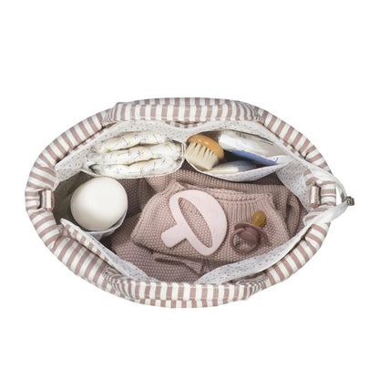Bolsa canastilla praline rayas moka - packaging