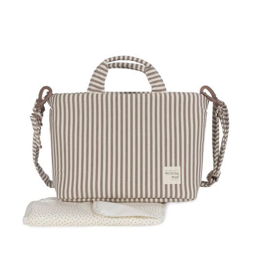 Bolsa canastilla praline rayas moka