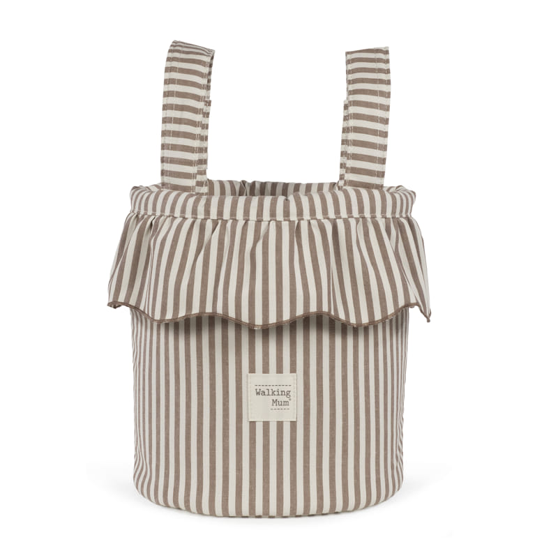 Bolso bucket praline rayas moka