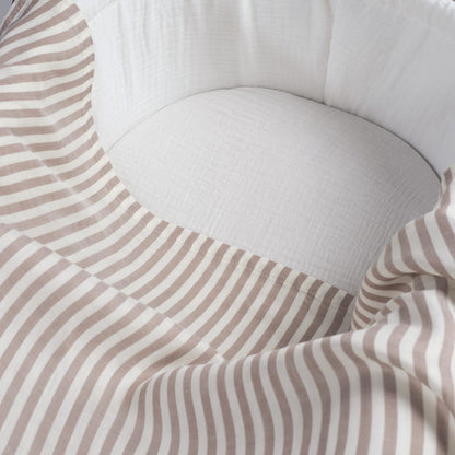 Muselina praline rayas moka 120x120 - detalle 3