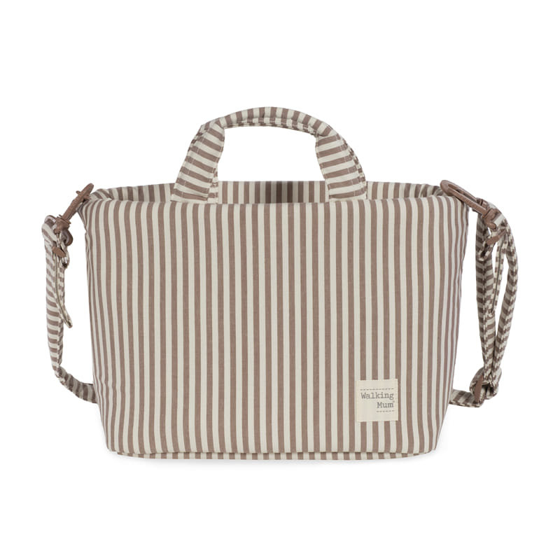 Bolsa canastilla praline rayas moka - detalle