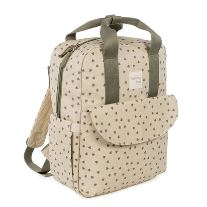 Mochila Corazones Poppy Musgo - detalle