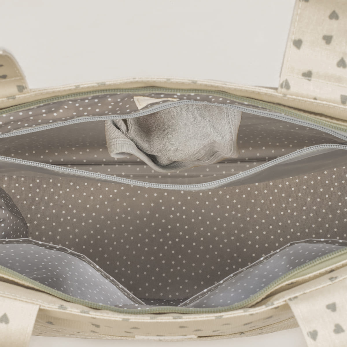 Bolsa Canastilla Corazones Poppy Musgo - packaging