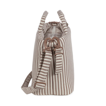 Bolsa canastilla praline rayas moka - detalle 3