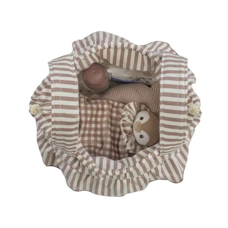 Bolso bucket praline rayas moka - detalle 3