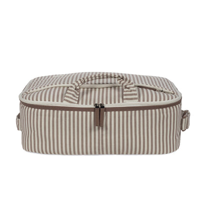 Maleta praline rayas moka - detalle