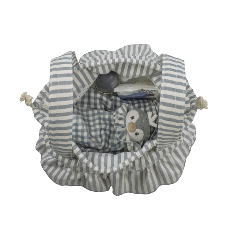 Bolso bucket praline rayas matcha - detalle 3