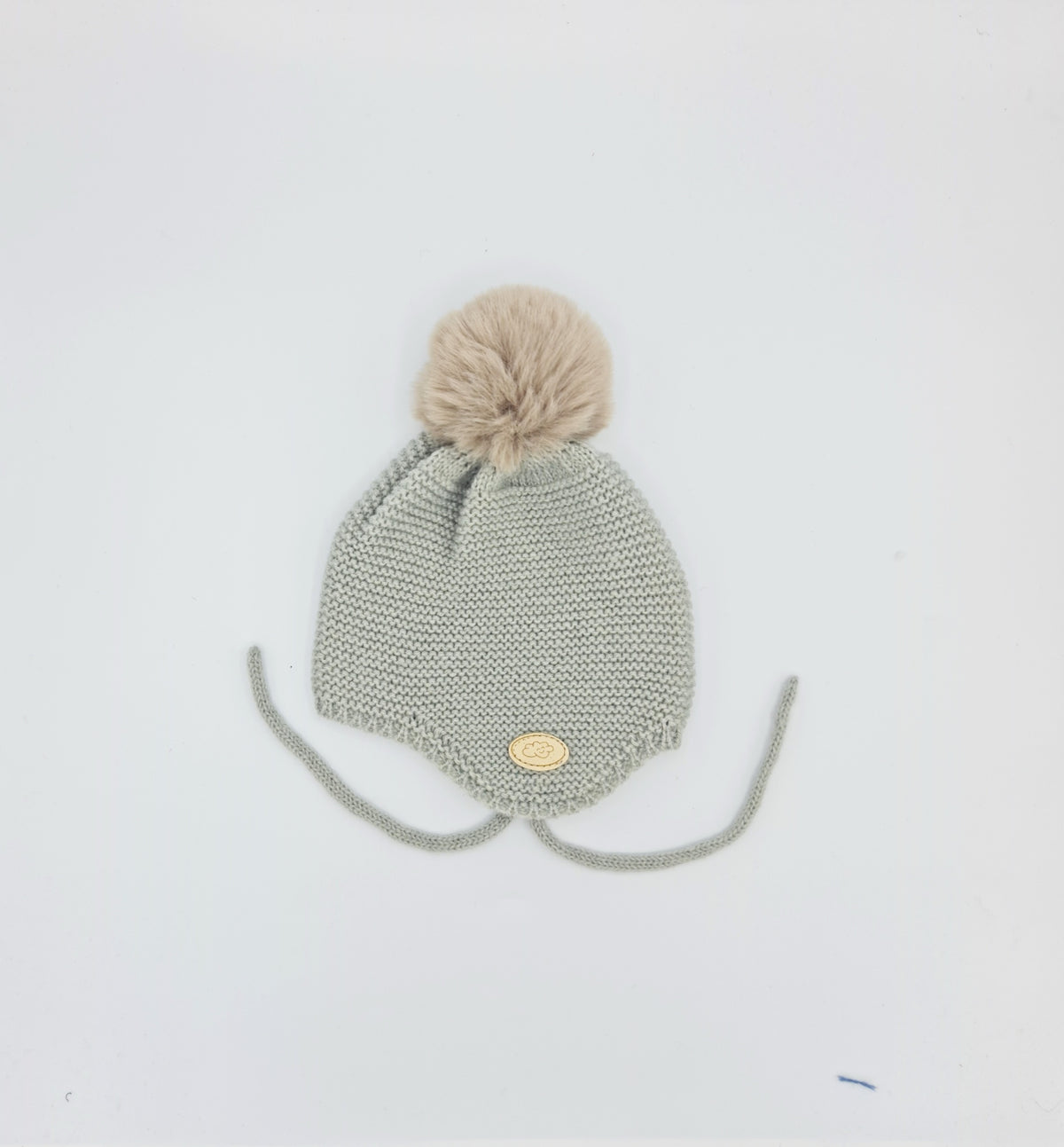 Gorro punto bobo con orejeras y pompón Monnuage - Gris, 0-4 meses