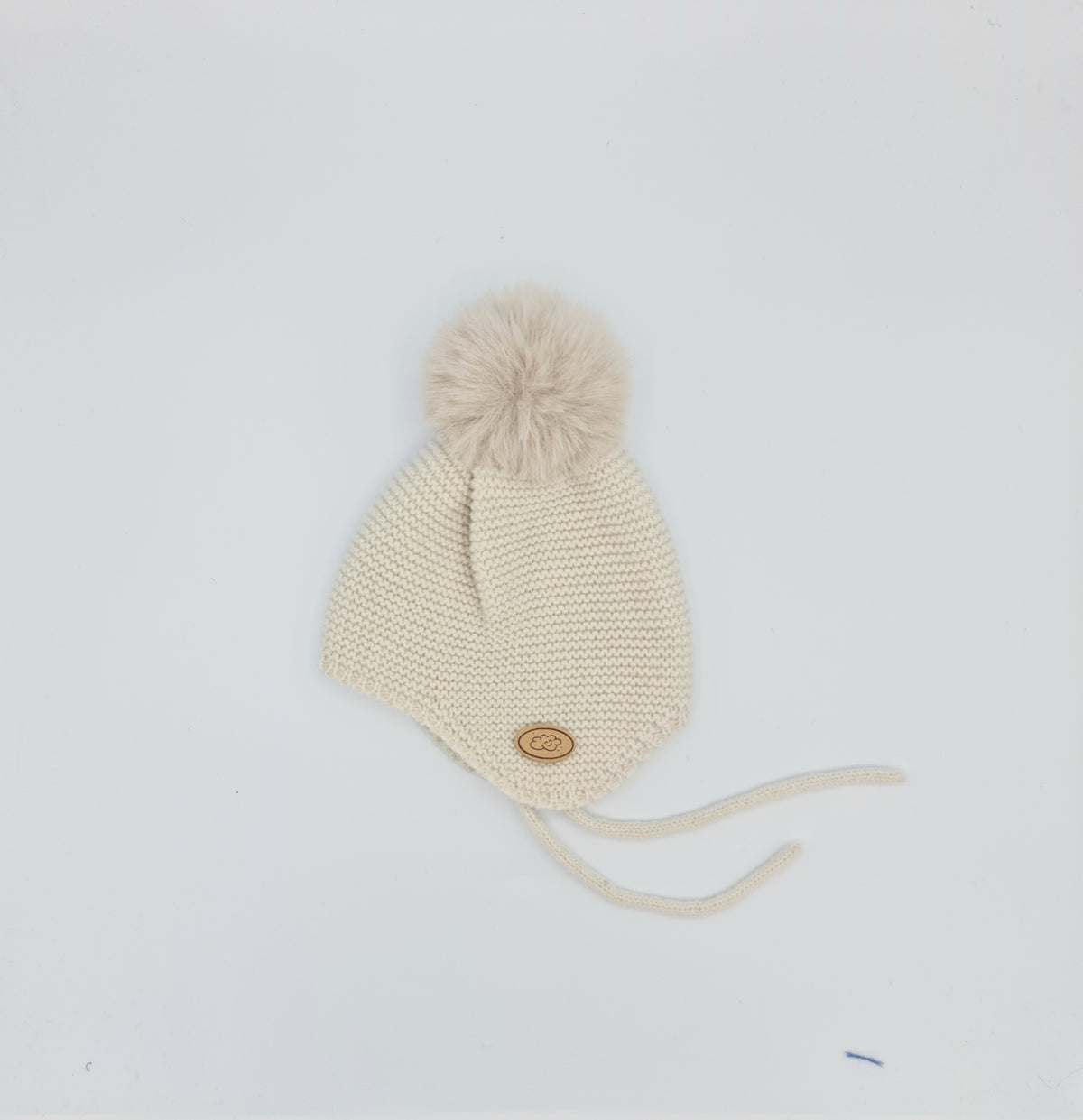 Gorro punto bobo con orejeras y pompón Monnuage - Hielo, 0-4 meses