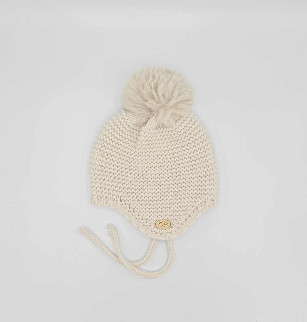 Gorro punto bobo con orejeras y pompón Monnuage - Hielo, 6-12/18 meses