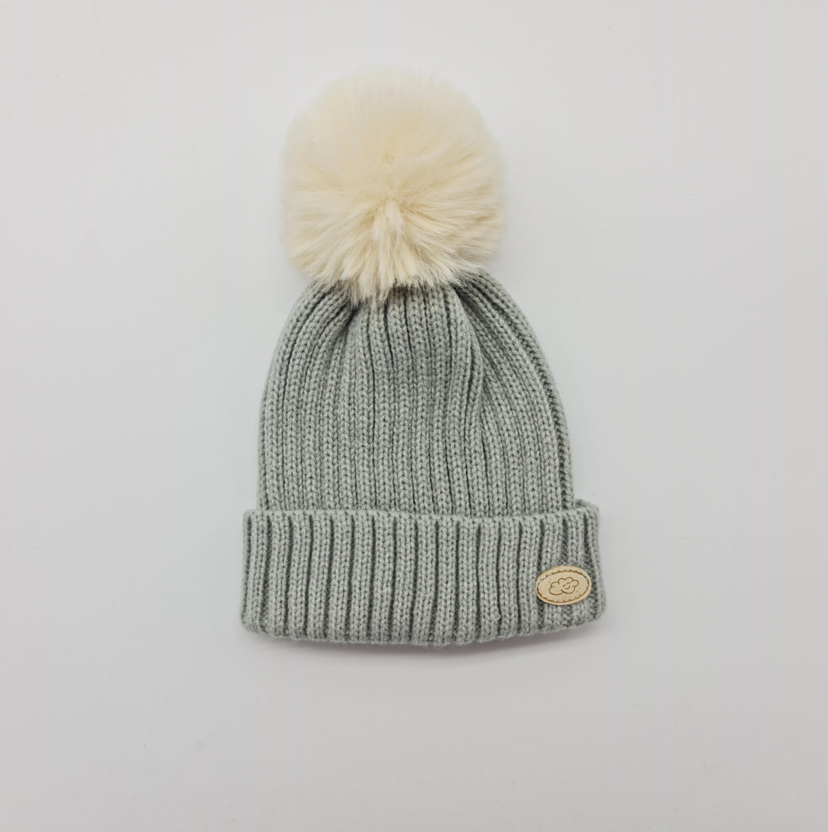 Gorro canalé con pompón Monnuage - Gris, 3-12/18 meses