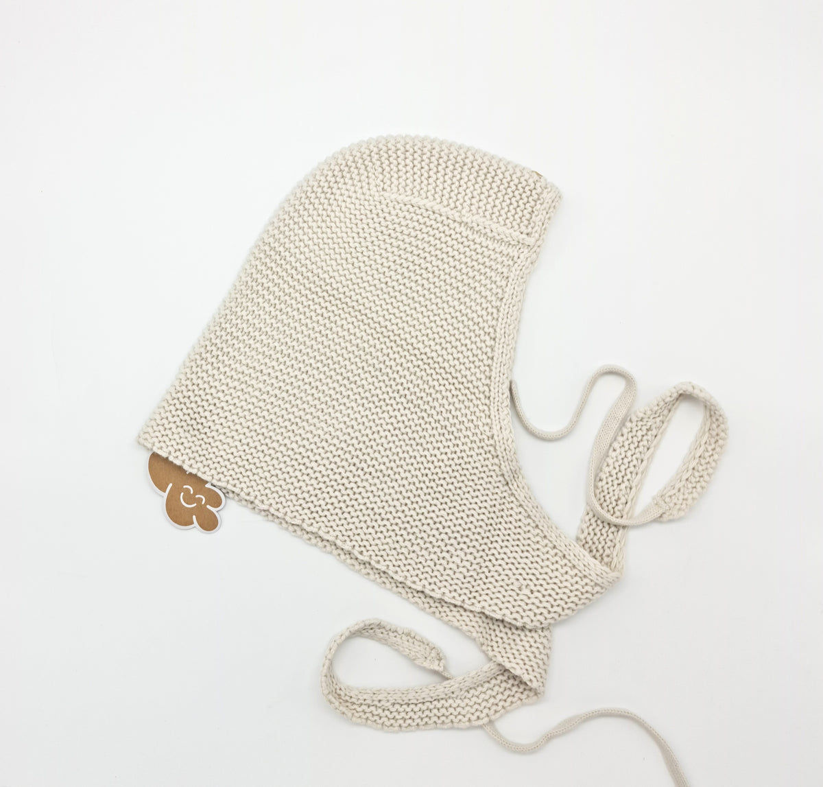 Capucha cuello de punto bobo ajustable Monnuage - Beige, puesta