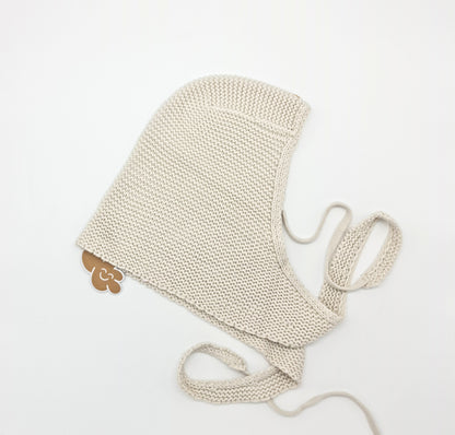Capucha cuello de punto bobo ajustable Monnuage - Beige, puesta