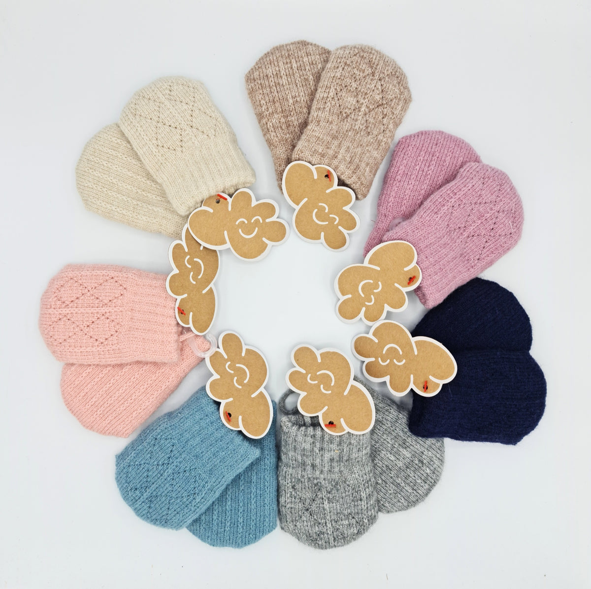 Manoplas de punto trenza con forro coralina Monnuage - talla 6-24 meses