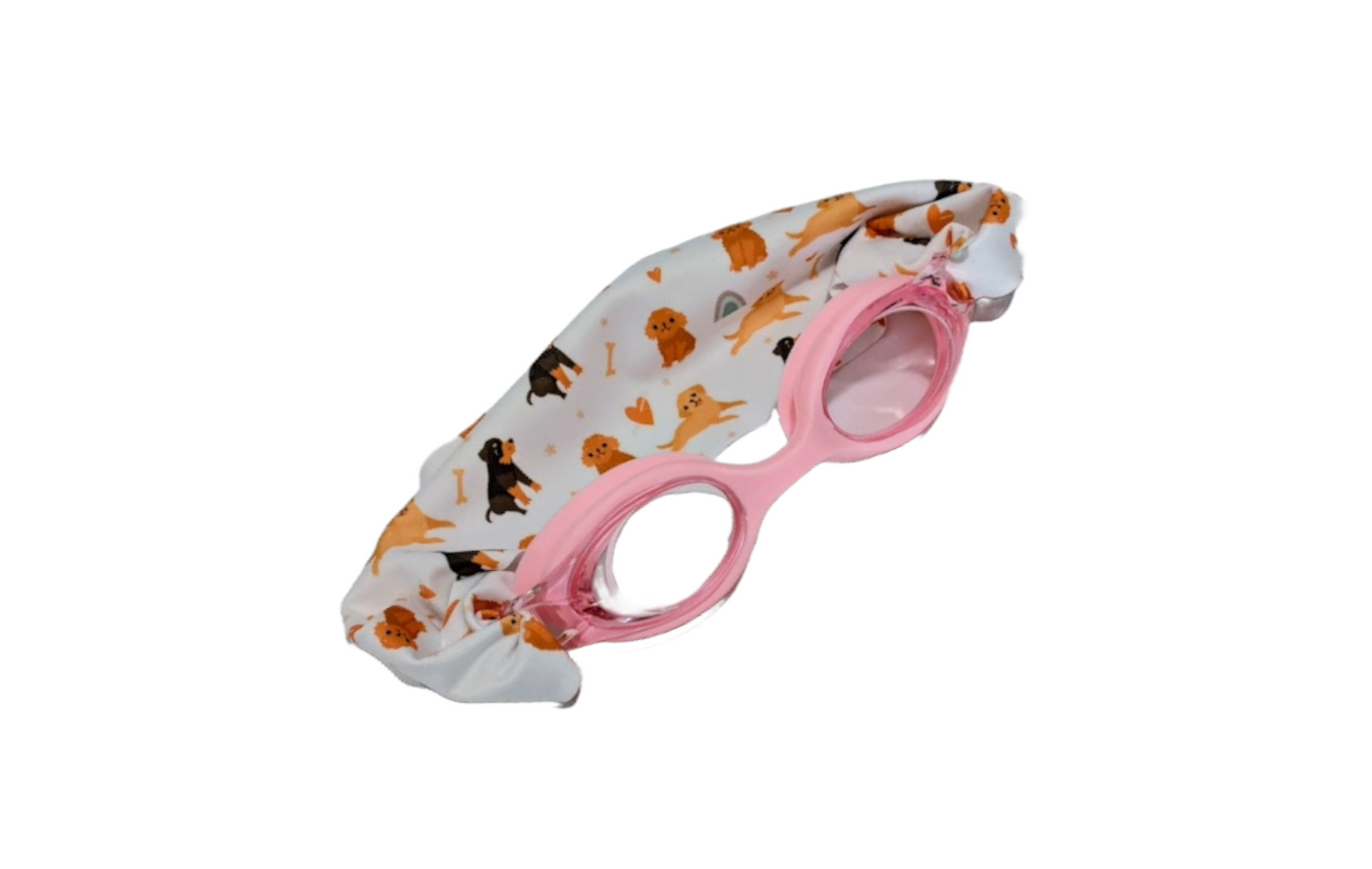 Gafas de natación infantiles con turbante — Perritos (rosa)