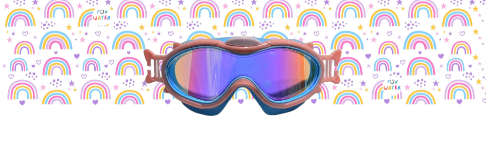 Máscara de natación infantil con turbante — Arcoíris (rosa)